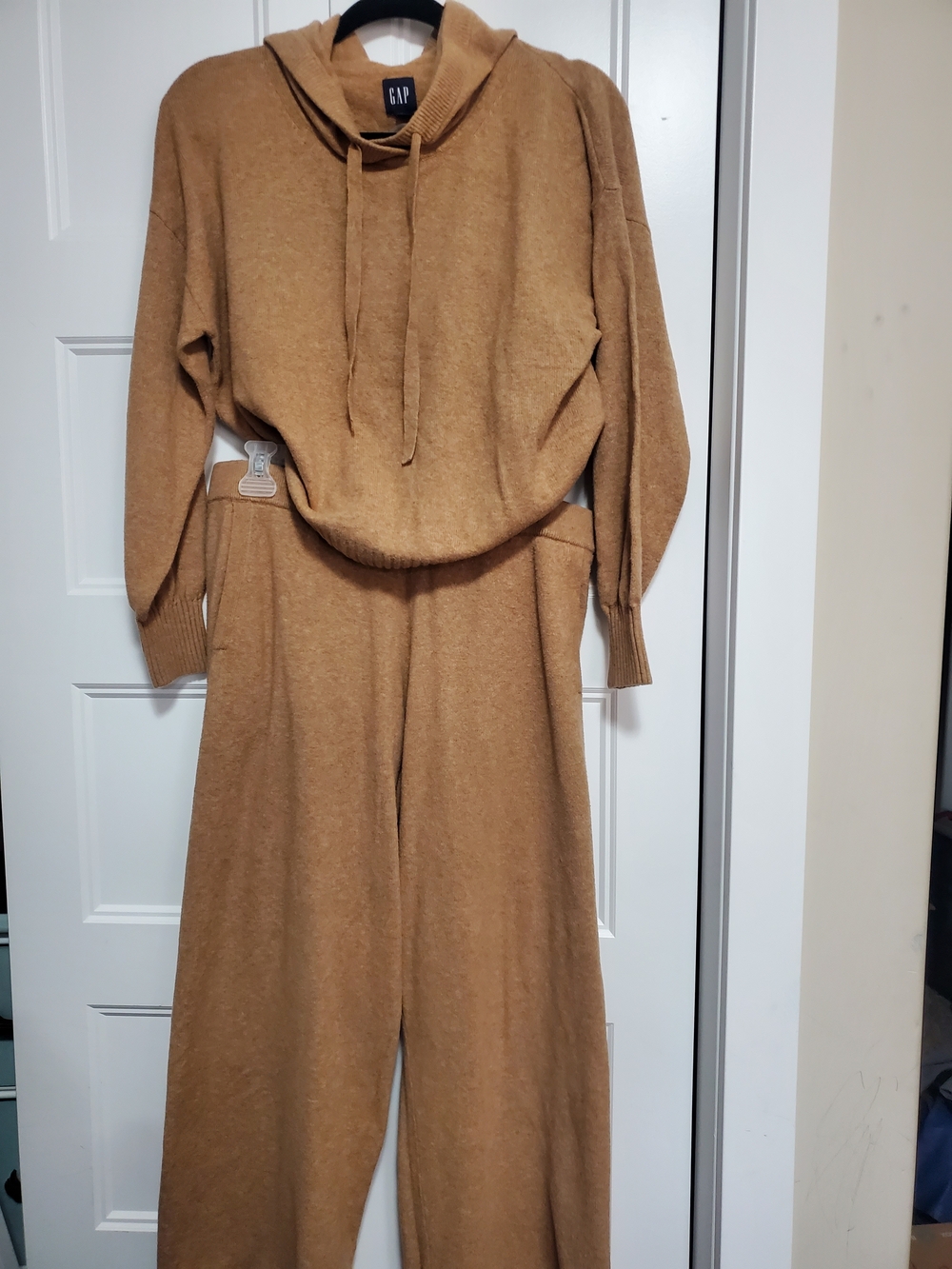 Gap Matching Knit Hoodie Pants Camel Tan Color Size Large